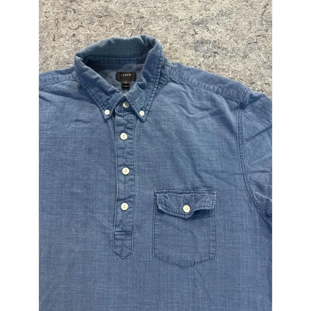 J.Crew Men’s Indigo Blue Short Sleeve Popover Shirt – Size M